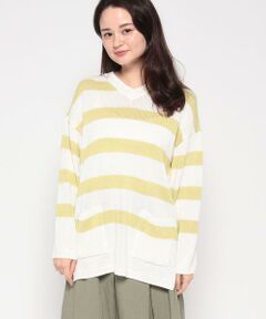 ＊＊Leilian__ / レリアン ニット・セーター | ボーダーVネックニットプルオーバー