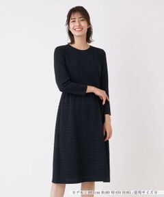 ＊＊Leilian__ / レリアン ミニ丈・ひざ丈ワンピース | 透かし柄切替ミディ丈ワンピ－ス