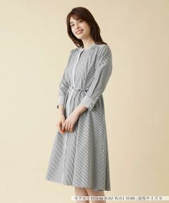 ＊＊Leilian__ / レリアン ミニ丈・ひざ丈ワンピース | 洗えるノーカラーシャツワンピース