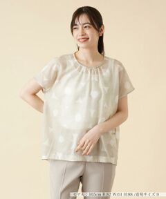 ＊＊Leilian__ / レリアン シャツ・ブラウス | 幾何学柄フレンチスリーブブラウス