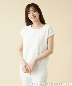 ＊＊Leilian__ / レリアン カットソー | レース切替フレンチスリーブニット