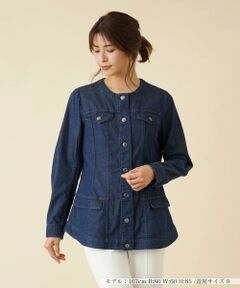 ＊＊Leilian__ / レリアン ノーカラージャケット | 洗えるノーカラーデニムジャケット