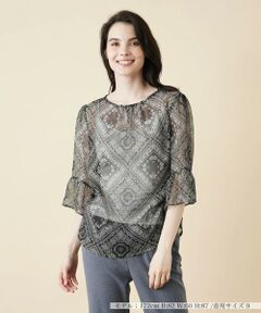 ＊＊Leilian__ / レリアン シャツ・ブラウス | バンダナ柄シアーブラウス