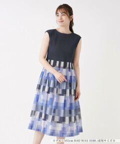 ＊＊Leilian__ / レリアン ミニ丈・ひざ丈ワンピース | チェック切替ノースリーブワンピース