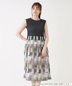 ＊＊Leilian__ / レリアン ミニ丈・ひざ丈ワンピース | チェック切替ノースリーブワンピース