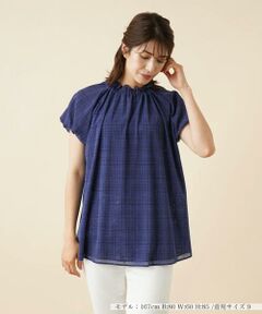 ＊＊Leilian__ / レリアン シャツ・ブラウス | ジャカードチェックパフスリーブブラウス