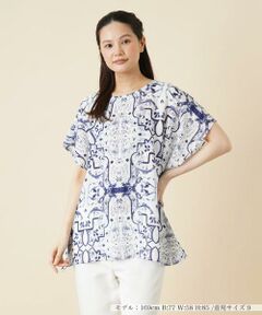 ＊＊Leilian__ / レリアン シャツ・ブラウス | ポンチョ風プリントブラウス