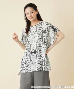 ＊＊Leilian__ / レリアン シャツ・ブラウス | ポンチョ風プリントブラウス