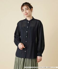 ＊＊Leilian__ / レリアン シャツ・ブラウス | シアーバンドカラーブラウス