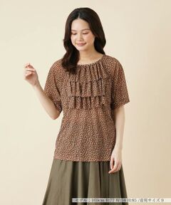 ＊＊Leilian__ / レリアン カットソー | フリルプリントブラウス