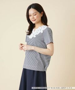 ＊＊Leilian__ / レリアン カットソー | レースボーダーカットソー