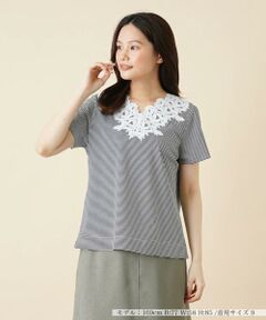 ＊＊Leilian__ / レリアン カットソー | レースボーダーカットソー