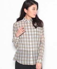 シルク混チェック柄シャツ