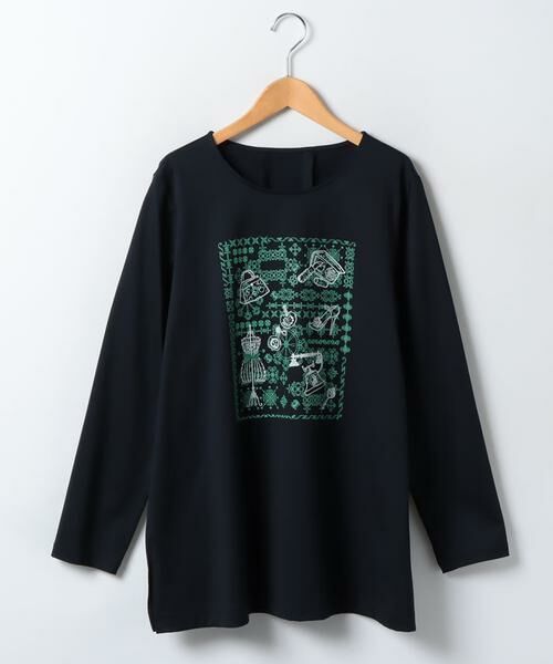 Leilian PLUS HOUSE / レリアンプラスハウス カットソー | 長袖刺繍モチーフＴシャツ | 詳細1