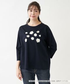 花柄モチーフ　ロングTシャツ