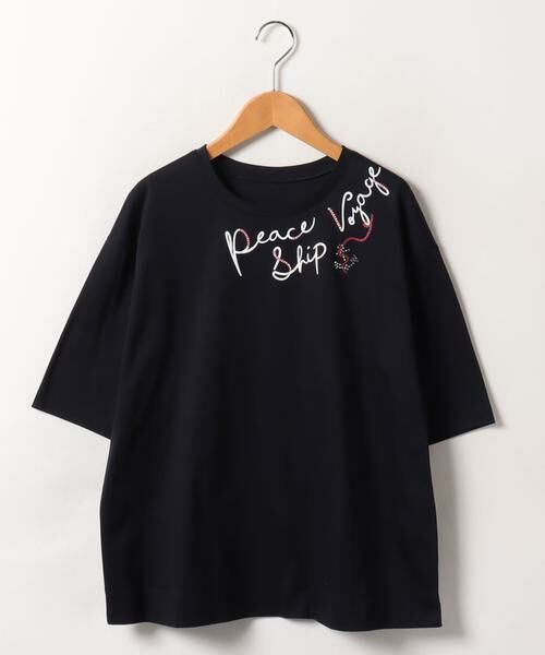 Leilian PLUS HOUSE / レリアンプラスハウス カットソー | 五分袖ロゴプリントＴシャツ | 詳細14