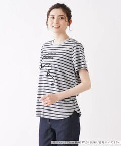 コード刺繍入りボーダーTシャツ