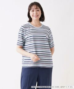 マルチボーダークルーネックTシャツ