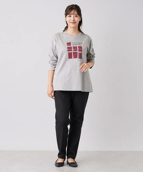 Leilian PLUS HOUSE / レリアンプラスハウス カットソー | プリントクルーネックロングTシャツ | 詳細7