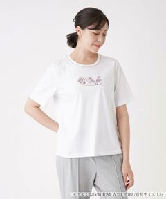 モチーフ刺繍半袖Tシャツ