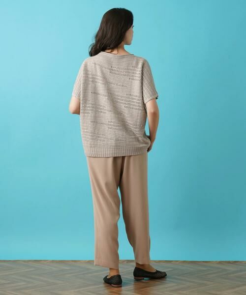Leilian PLUS HOUSE / レリアンプラスハウス ニット・セーター | 透かし編み柄半袖ニットプルオーバー | 詳細9