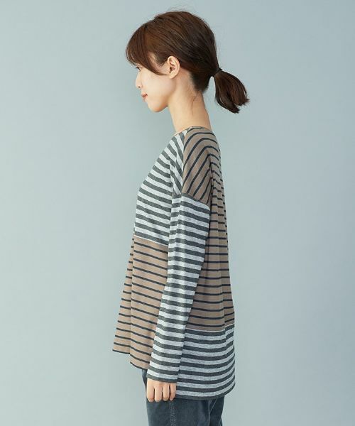 Leilian PLUS HOUSE / レリアンプラスハウス カットソー | 切り替えボーダーTシャツ【leilian the week】 | 詳細2