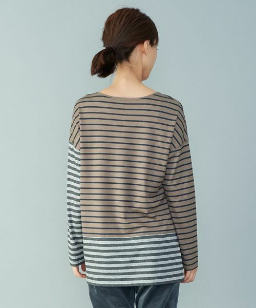 Leilian PLUS HOUSE / レリアンプラスハウス カットソー | 切り替えボーダーTシャツ【leilian the week】 | 詳細3