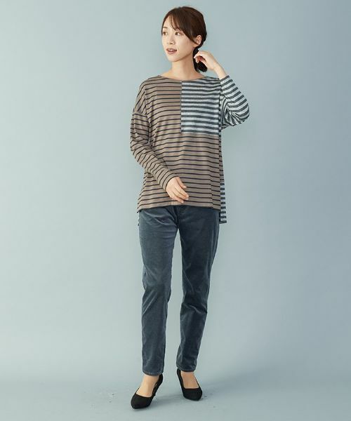 Leilian PLUS HOUSE / レリアンプラスハウス カットソー | 切り替えボーダーTシャツ【leilian the week】 | 詳細9