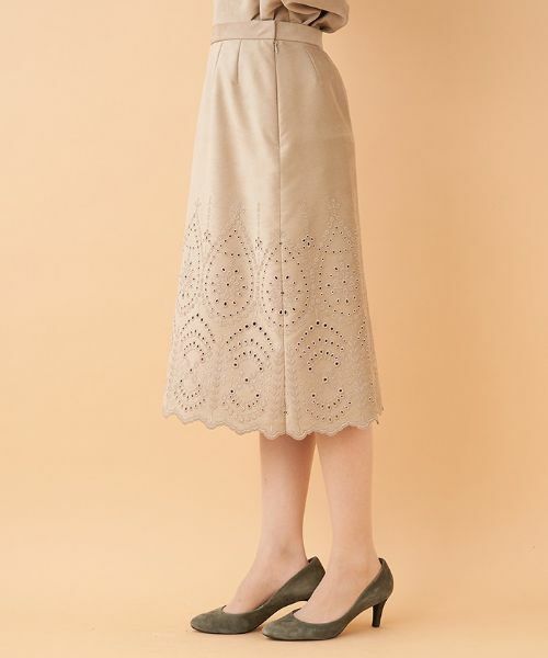 Leilian PLUS HOUSE / レリアンプラスハウス ミニ・ひざ丈スカート | 【セットアップ対応商品】スエード調スカート | 詳細1