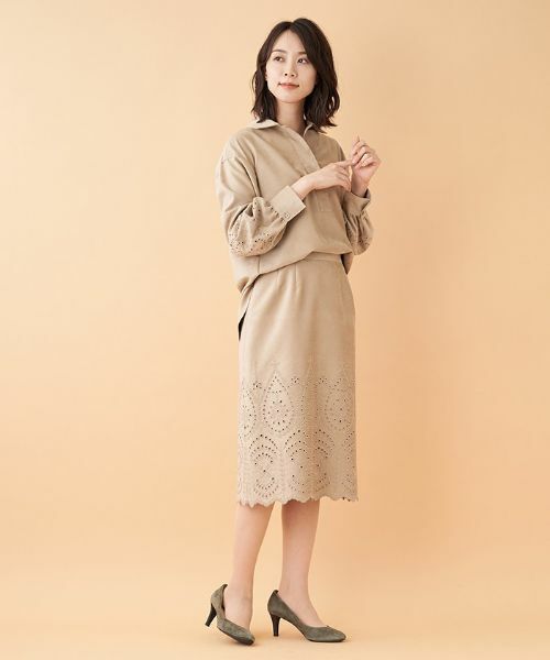 Leilian PLUS HOUSE / レリアンプラスハウス ミニ・ひざ丈スカート | 【セットアップ対応商品】スエード調スカート | 詳細4