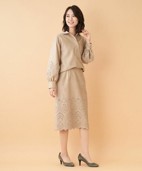 Leilian PLUS HOUSE / レリアンプラスハウス ミニ・ひざ丈スカート | 【セットアップ対応商品】スエード調スカート | 詳細5