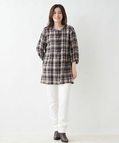 Leilian PLUS HOUSE / レリアンプラスハウス シャツ・ブラウス | バンドカラーチェックシャツ