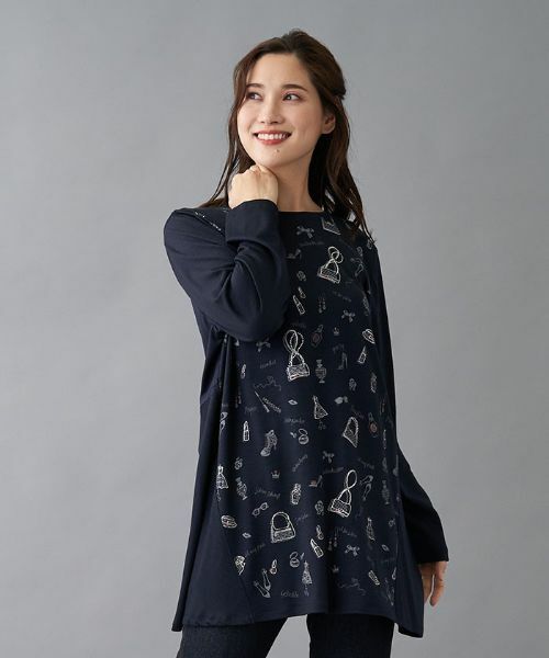 Leilian PLUS HOUSE / レリアンプラスハウス シャツ・ブラウス | モチーフプリントチュニック | 詳細1