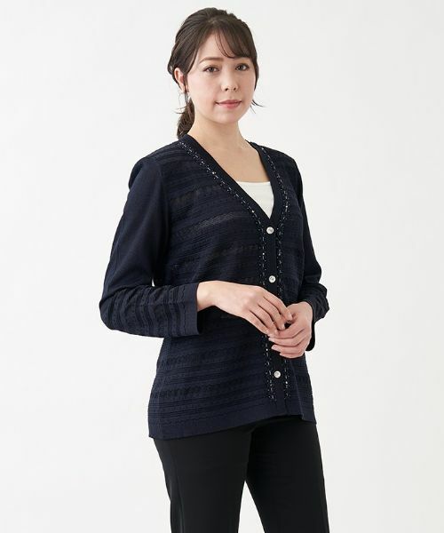 Leilian PLUS HOUSE / レリアンプラスハウス カーディガン・ボレロ | Vネックニットカーディガン【CORSINI & PROTI】 | 詳細1