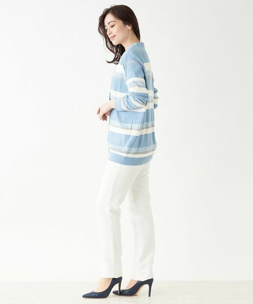 Leilian PLUS HOUSE / レリアンプラスハウス カーディガン・ボレロ | ボーダーVネックニットカーディガン【ROCHAS Premiere】 | 詳細5