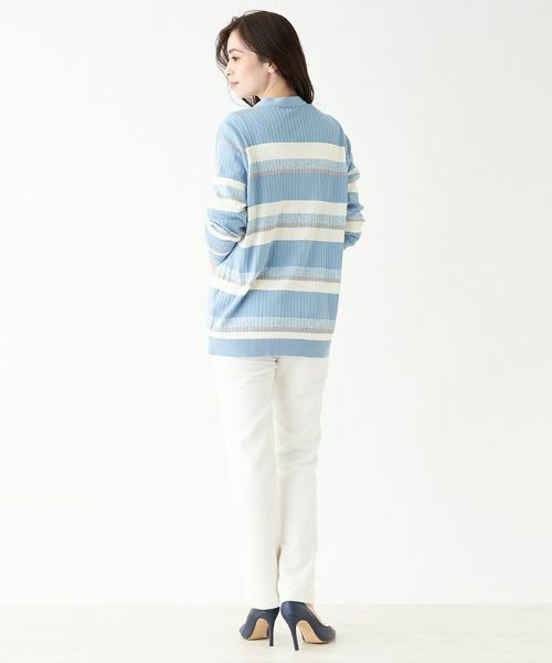 Leilian PLUS HOUSE / レリアンプラスハウス カーディガン・ボレロ | ボーダーVネックニットカーディガン【ROCHAS Premiere】 | 詳細6