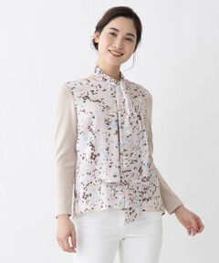 Leilian PLUS HOUSE / レリアンプラスハウス シャツ・ブラウス | 異素材切り替えボウタイブラウス