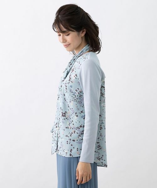 Leilian PLUS HOUSE / レリアンプラスハウス シャツ・ブラウス | 異素材切り替えボウタイブラウス | 詳細1