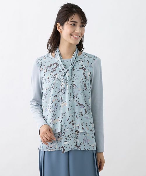 Leilian PLUS HOUSE / レリアンプラスハウス シャツ・ブラウス | 異素材切り替えボウタイブラウス | 詳細2