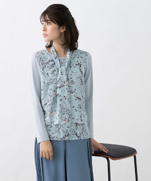 Leilian PLUS HOUSE / レリアンプラスハウス シャツ・ブラウス | 異素材切り替えボウタイブラウス | 詳細4