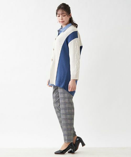 Leilian PLUS HOUSE / レリアンプラスハウス カーディガン・ボレロ | 異素材切替セーター | 詳細5