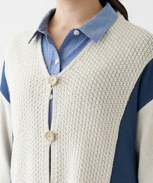 Leilian PLUS HOUSE / レリアンプラスハウス カーディガン・ボレロ | 異素材切替セーター | 詳細6