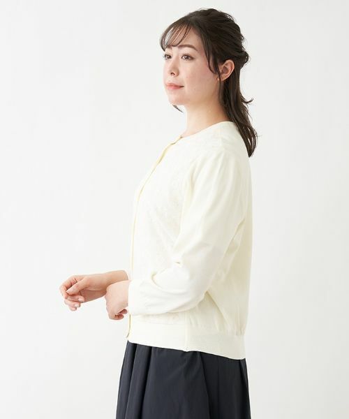 Leilian PLUS HOUSE / レリアンプラスハウス カーディガン・ボレロ | レース切り替えカーディガン | 詳細2