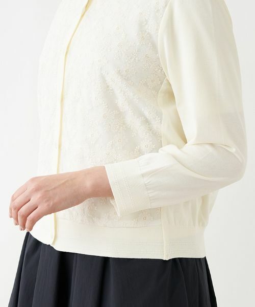 Leilian PLUS HOUSE / レリアンプラスハウス カーディガン・ボレロ | レース切り替えカーディガン | 詳細5