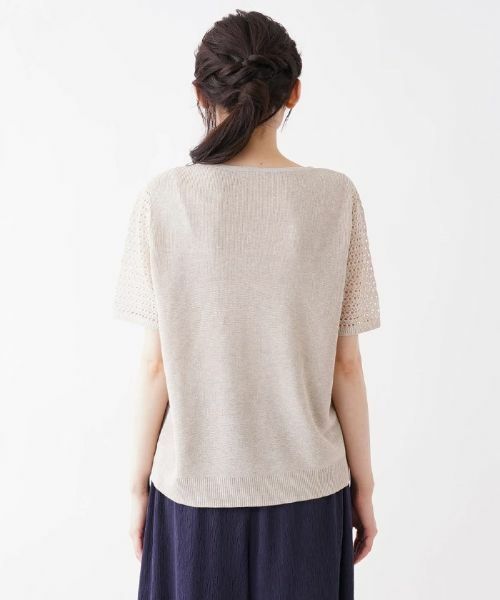 Leilian PLUS HOUSE / レリアンプラスハウス ニット・セーター | 透かし編み切り替えクルーネックニット | 詳細12