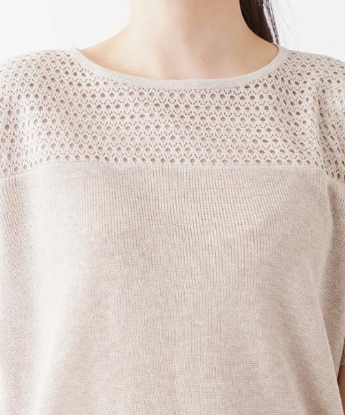 Leilian PLUS HOUSE / レリアンプラスハウス ニット・セーター | 透かし編み切り替えクルーネックニット | 詳細14