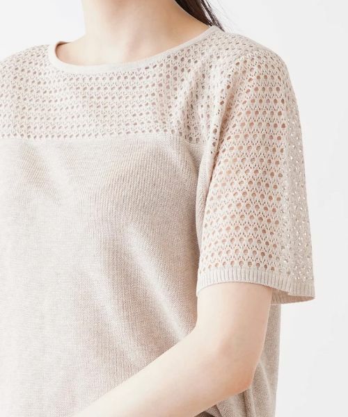 Leilian PLUS HOUSE / レリアンプラスハウス ニット・セーター | 透かし編み切り替えクルーネックニット | 詳細16