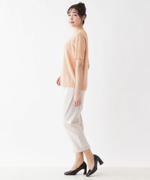 Leilian PLUS HOUSE / レリアンプラスハウス ニット・セーター | 透かし編み切り替えクルーネックニット | 詳細4