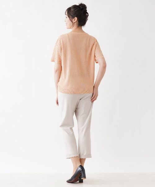 Leilian PLUS HOUSE / レリアンプラスハウス ニット・セーター | 透かし編み切り替えクルーネックニット | 詳細6