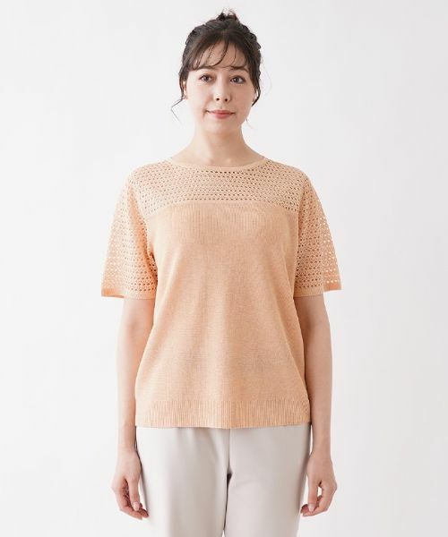 Leilian PLUS HOUSE / レリアンプラスハウス ニット・セーター | 透かし編み切り替えクルーネックニット | 詳細8